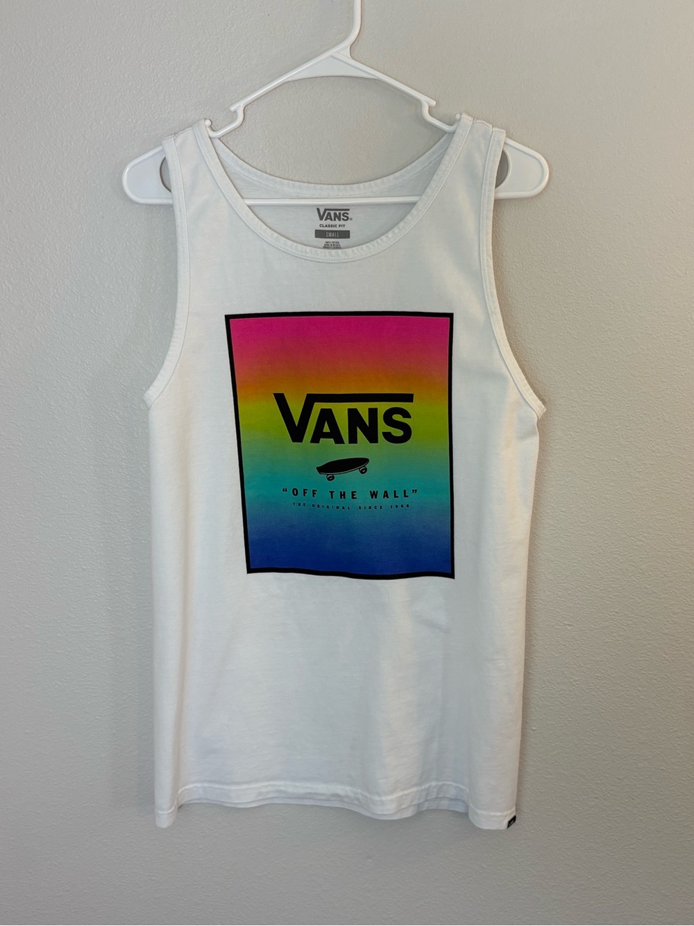 Vans “Off the Wall” Vintage Neon Mens Tank Top White Size S